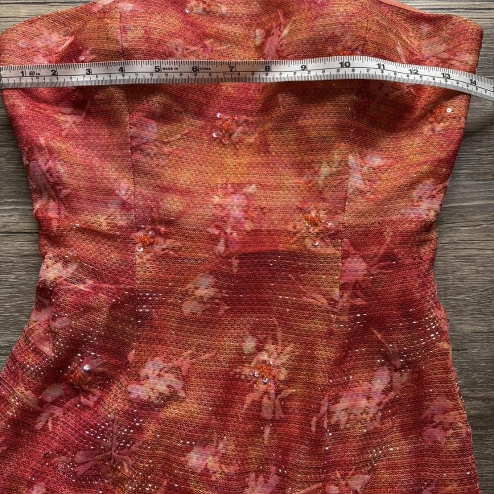 2000s Vintage Strapless Floral Prom Dress